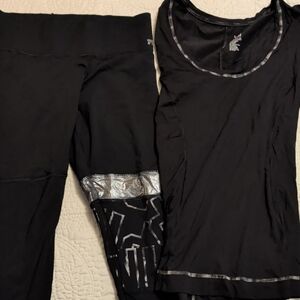 PINK Victoria's Secret Black Activewear Top and Leggings Set